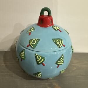 Cookie Jar/Candy Jar Hand Painted Christmas Ornament Bulb Harbor East Vintage